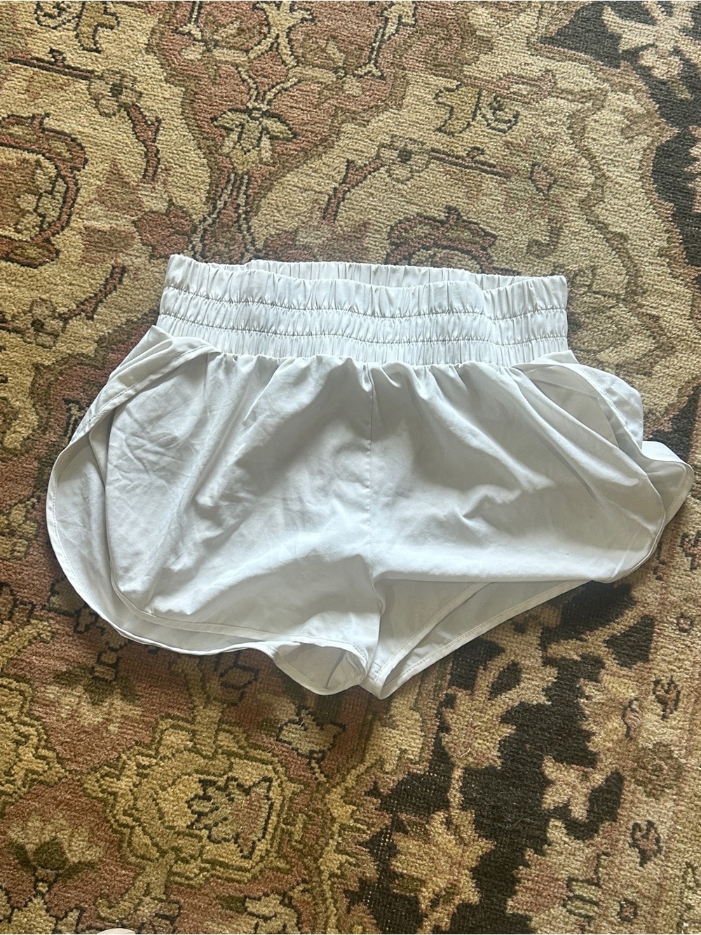 White Elastic-Waist Athletic Shorts